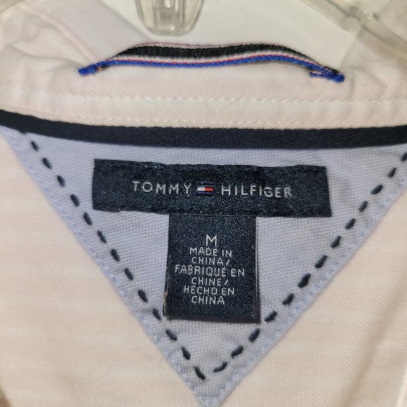 Tommy Hilfiger Collared Pink Stripe Shirt & Pink Gray Sweater Vest Set - Picture 12 of 15